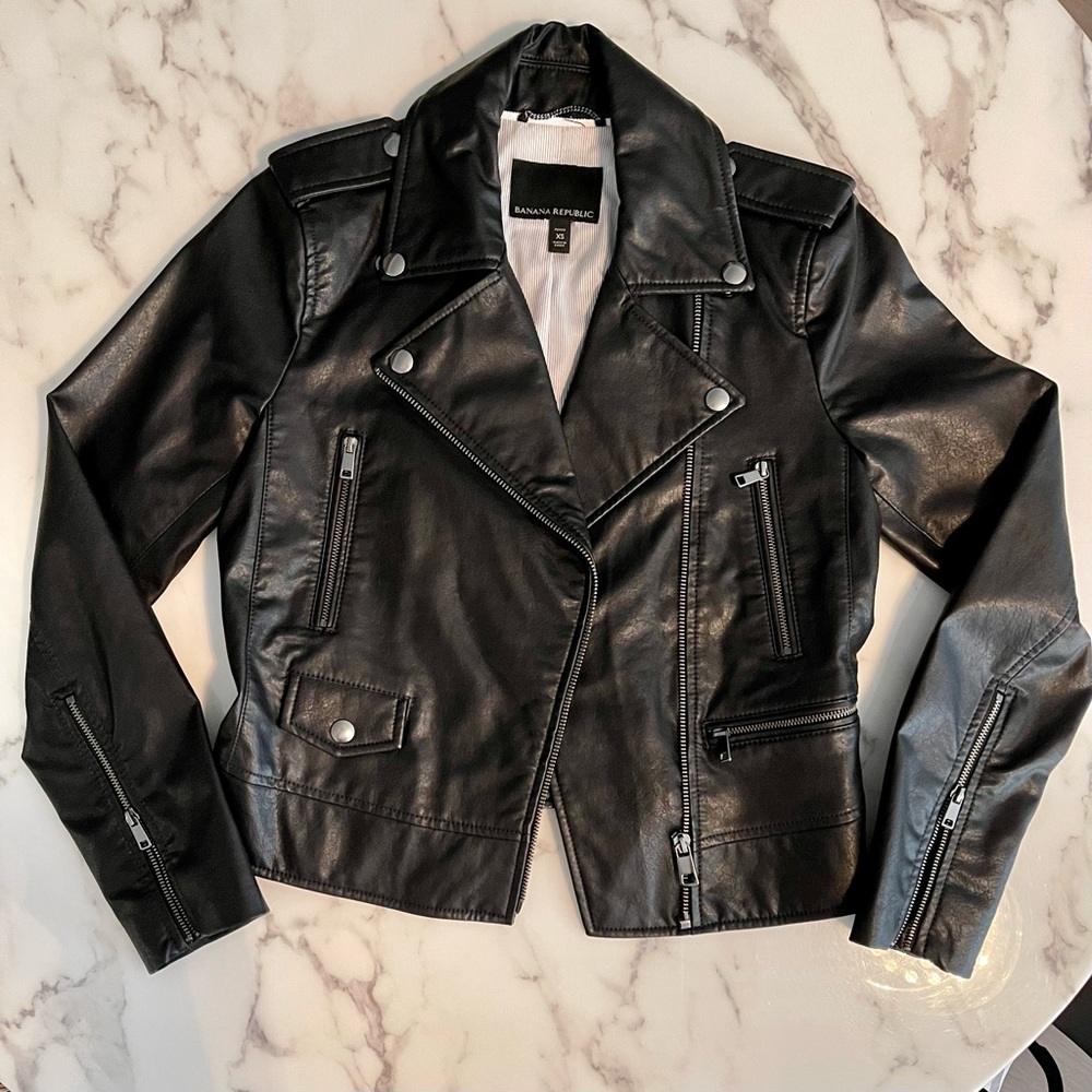 Banana Republic Faux Leather Moro Jacket Petite XS